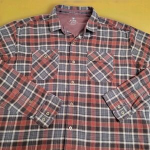 🌲KÜHL Shirt Mens XL Dillingr Long Sleeve Flannel Brown Plaid  Hike Gorpcore